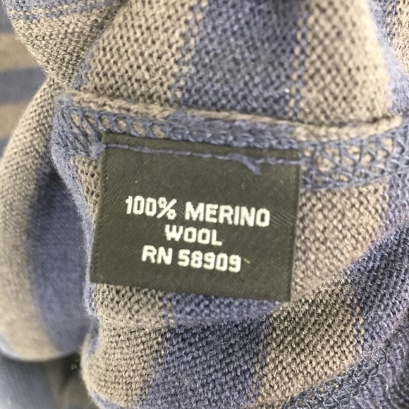 Murano Men’s V-Neck Merino Wool Sweater Gray Stripes Size Medium Long Sleeves - Picture 6 of 11